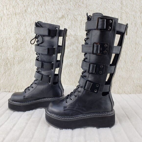 Open Back Cage Style Goth Punk Platforms - Picture 5 of 12